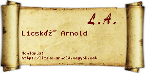 Licskó Arnold névjegykártya